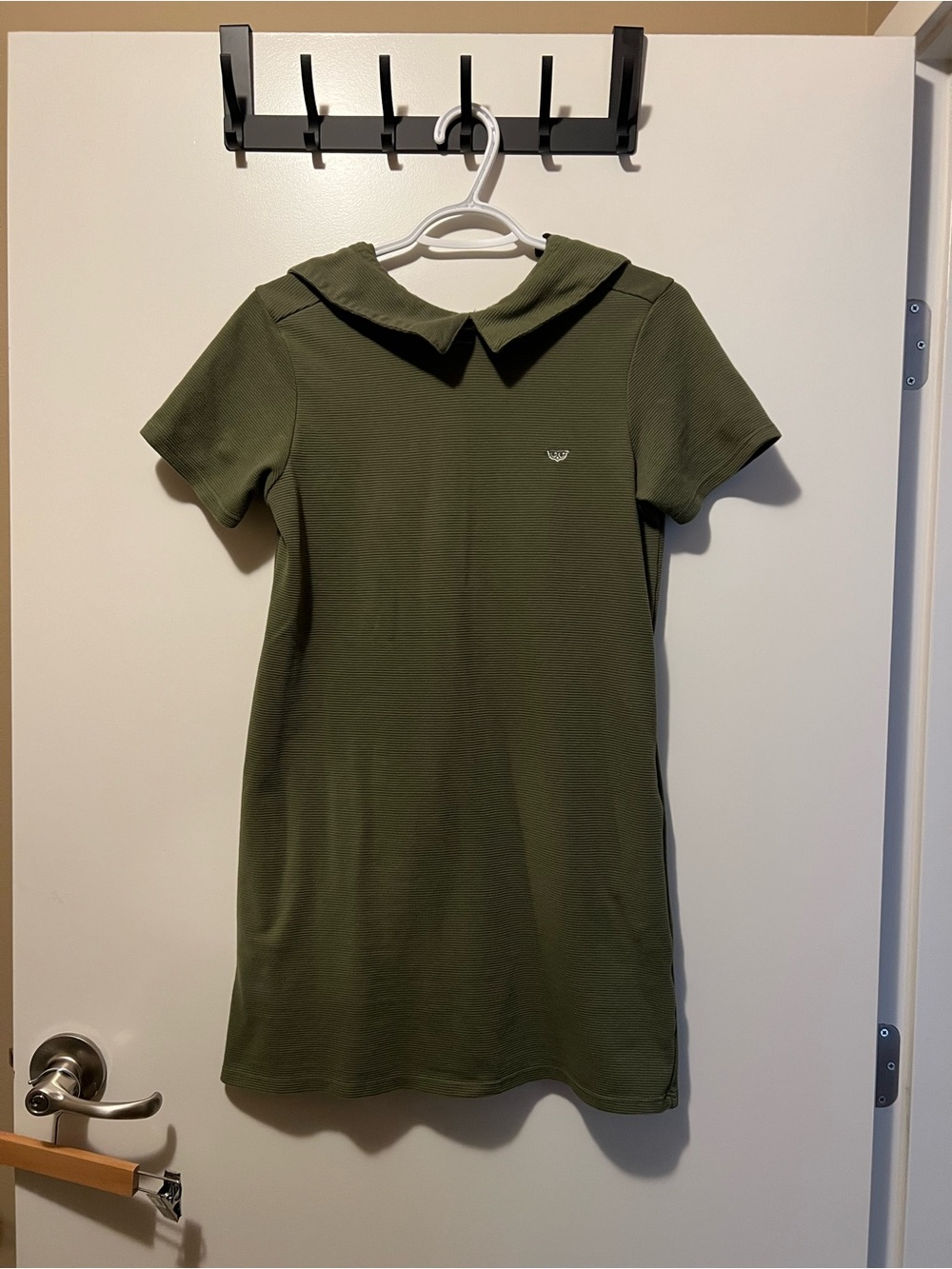 Memo Olive Green Polo Collar Short Sleeve Dress